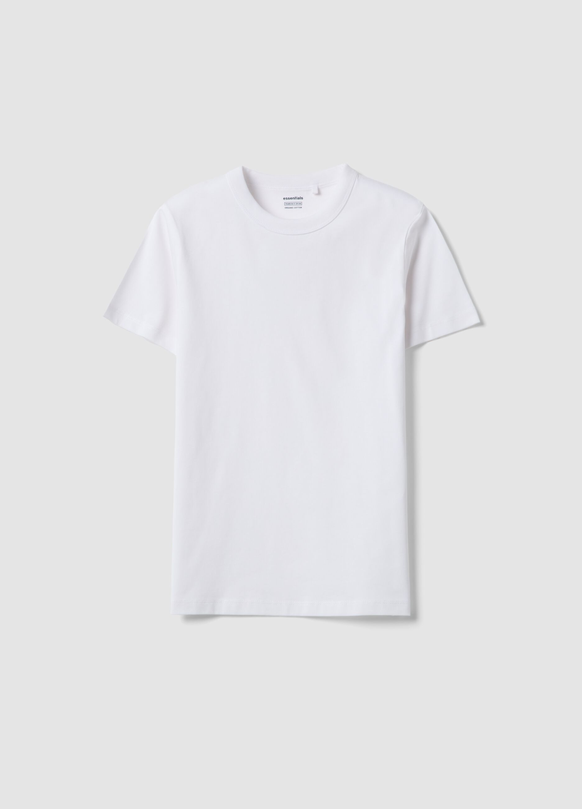 White pure cotton boys&rsquo; T-shirt, regular fit