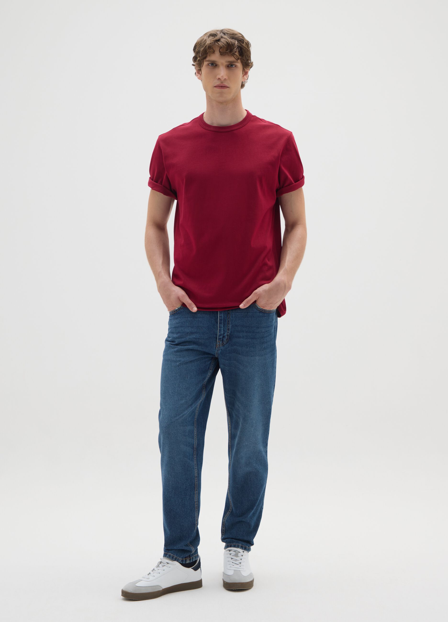 Red pure cotton regular fit T-shirt