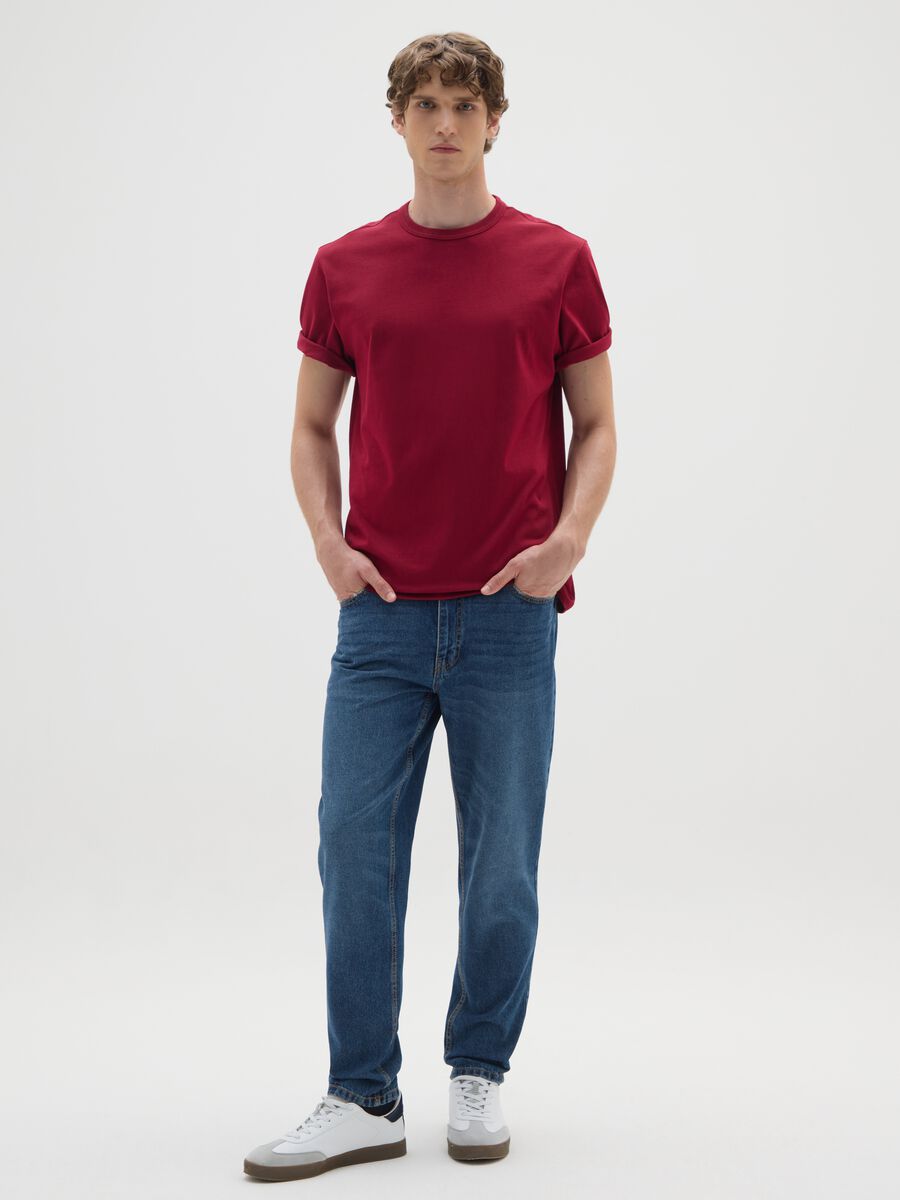 Red pure cotton regular fit T-shirt_1