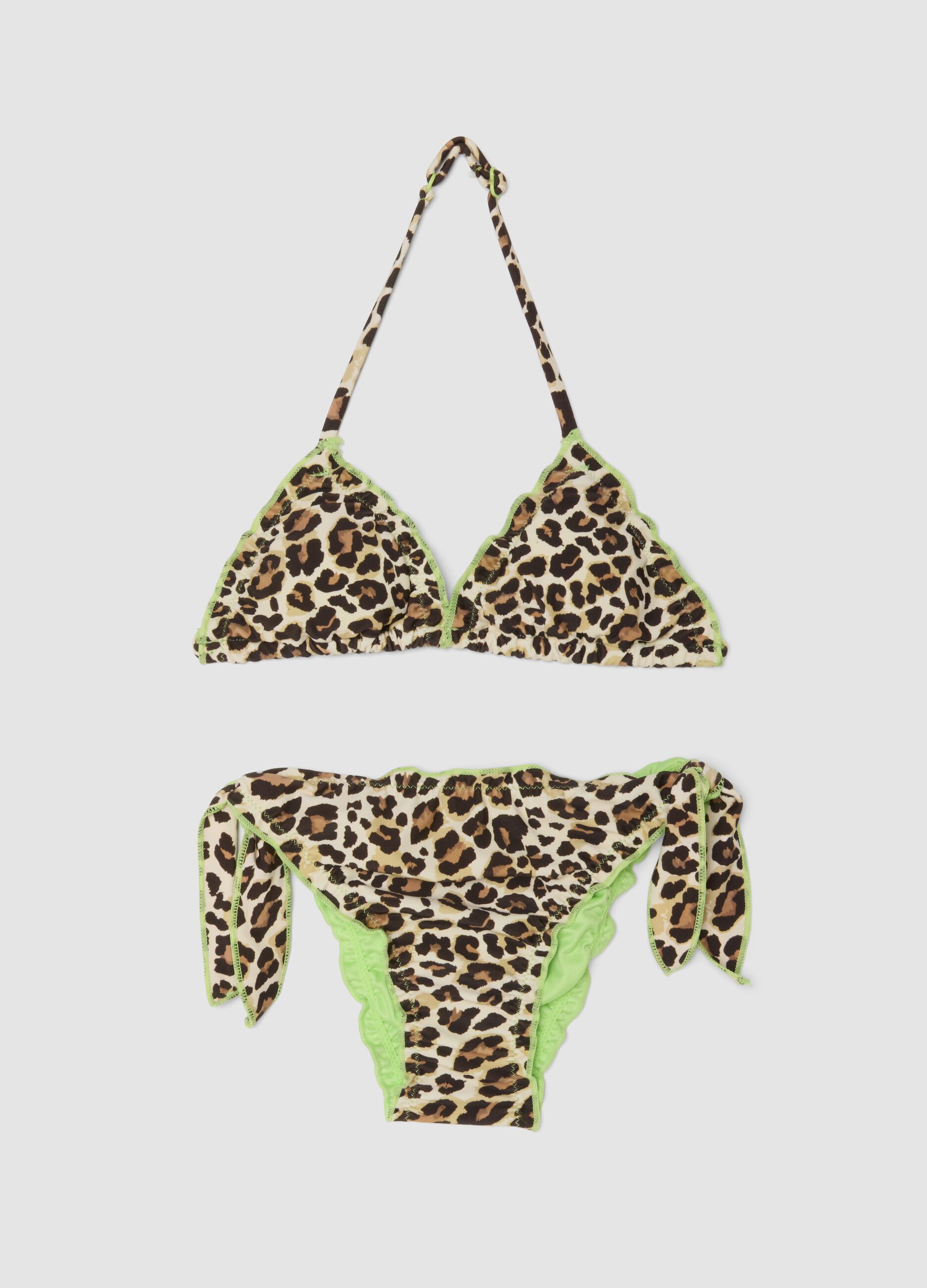 Brown triangle bikini in stretch fabric