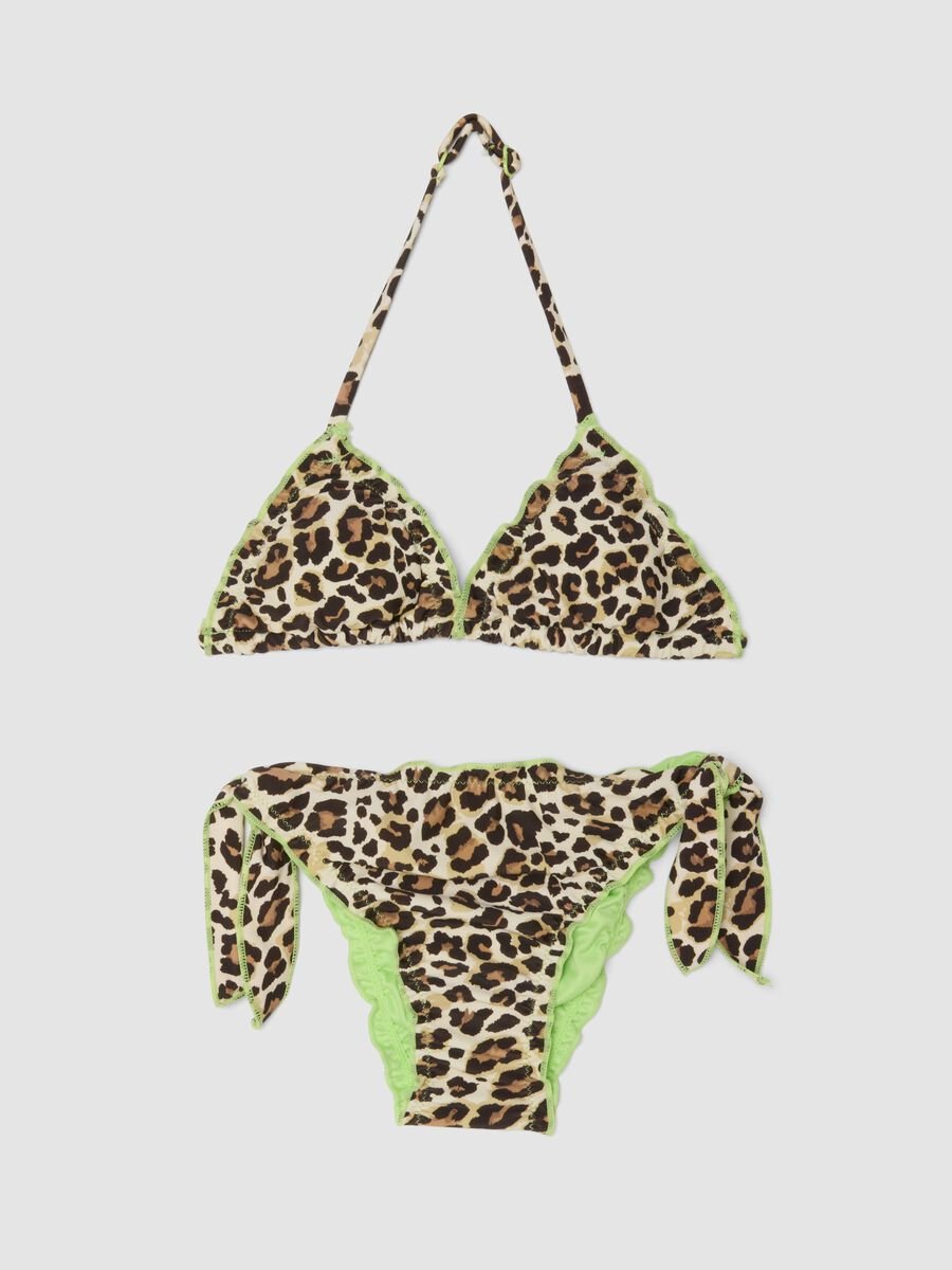 Brown triangle bikini in stretch fabric_0