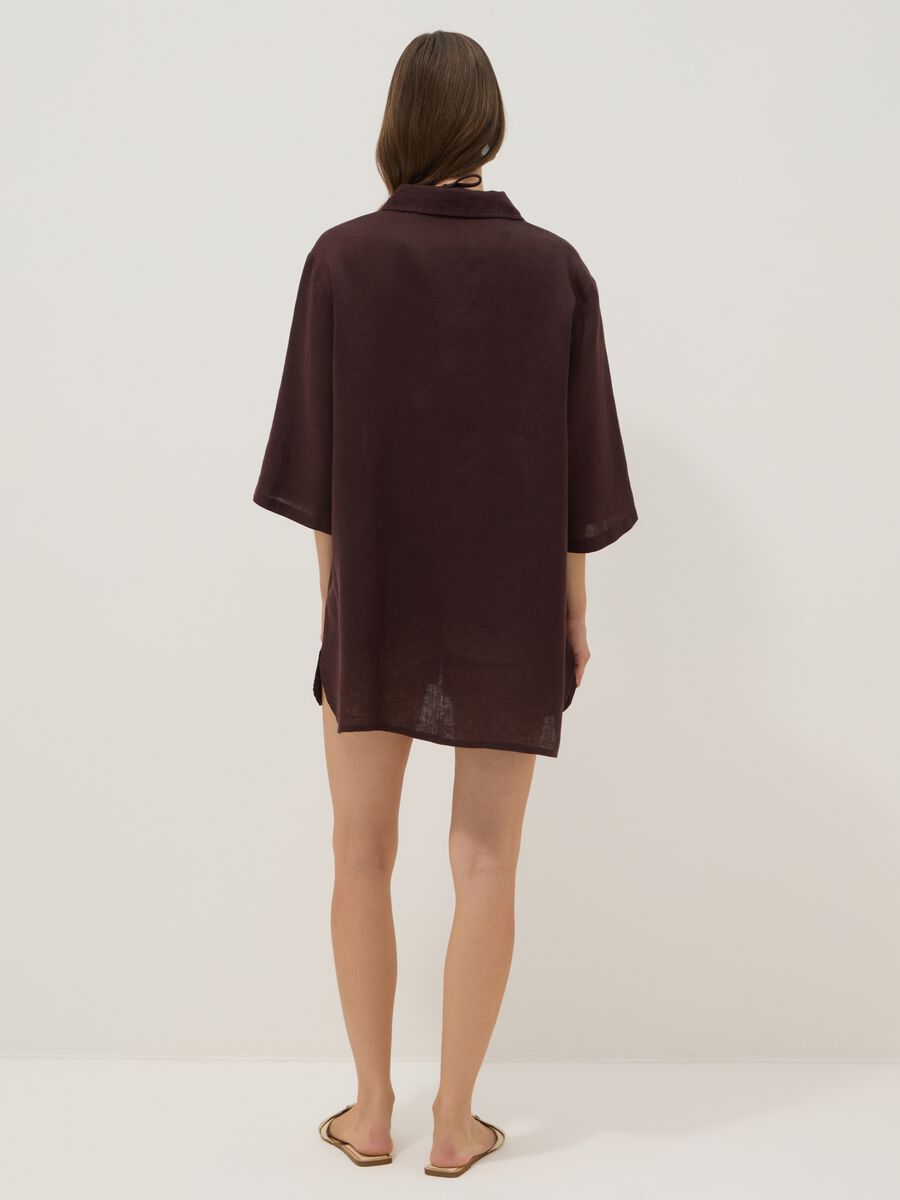 Brown pure linen beach cover-up_3