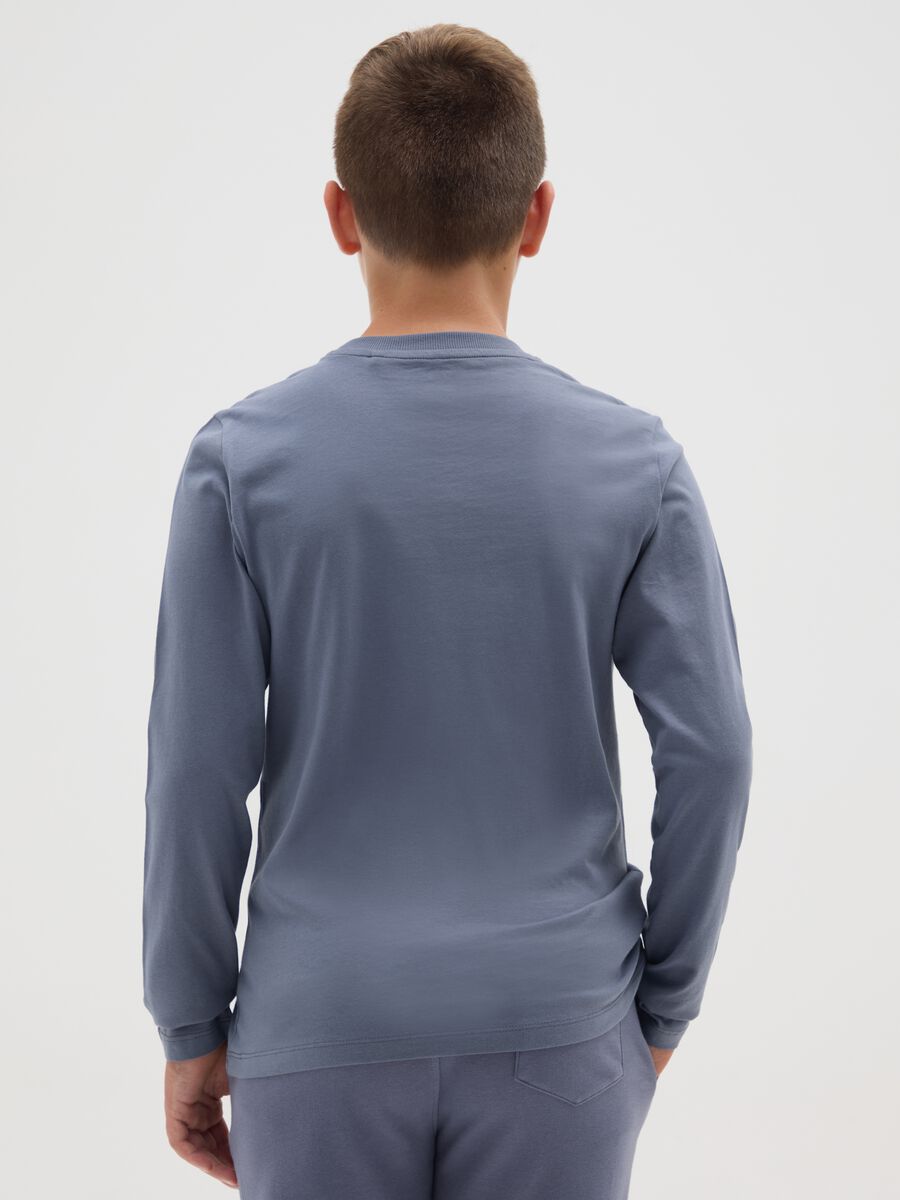 Maglia lunga da ragazzo in puro cotone blu regular fit_1