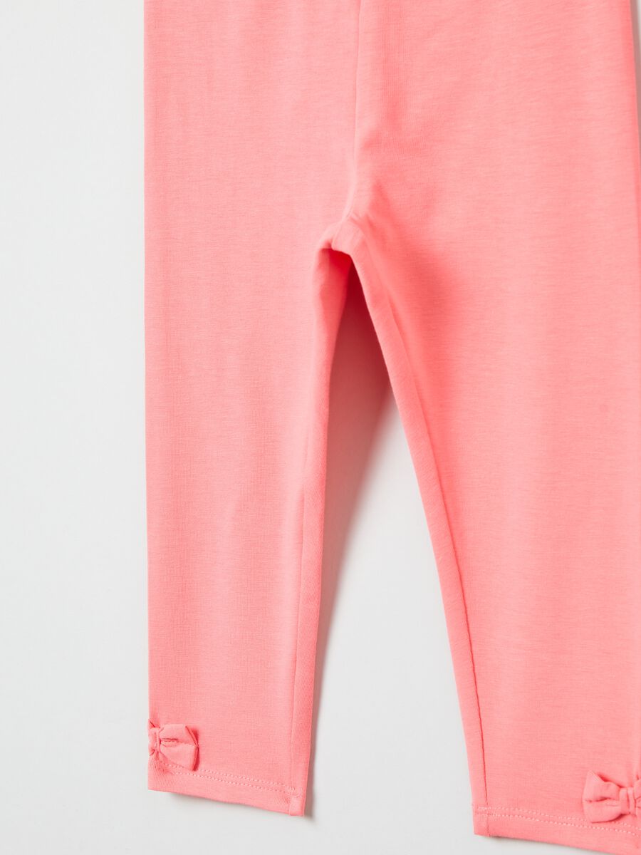 Leggings in cotone stretch con fiocchetti_2