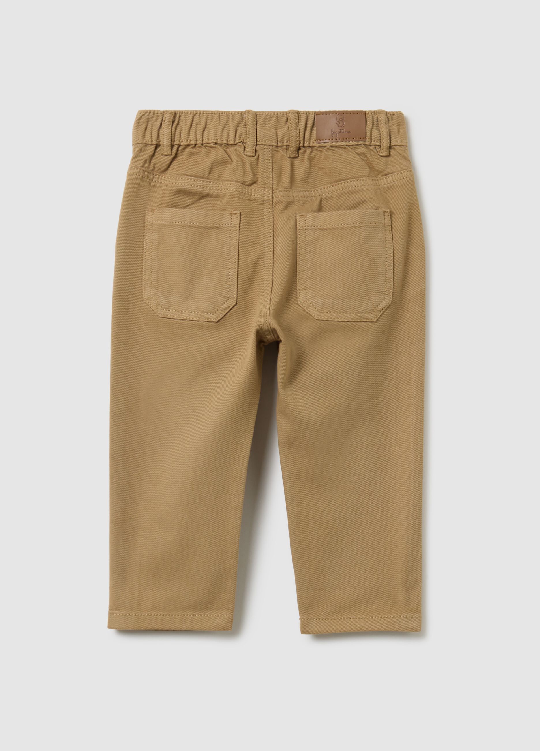 Child's beige cotton blend trousers regular fit