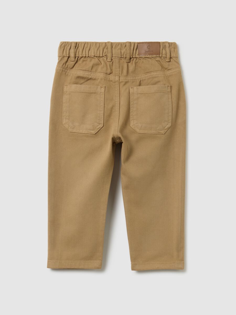 Child's beige cotton blend trousers regular fit_1