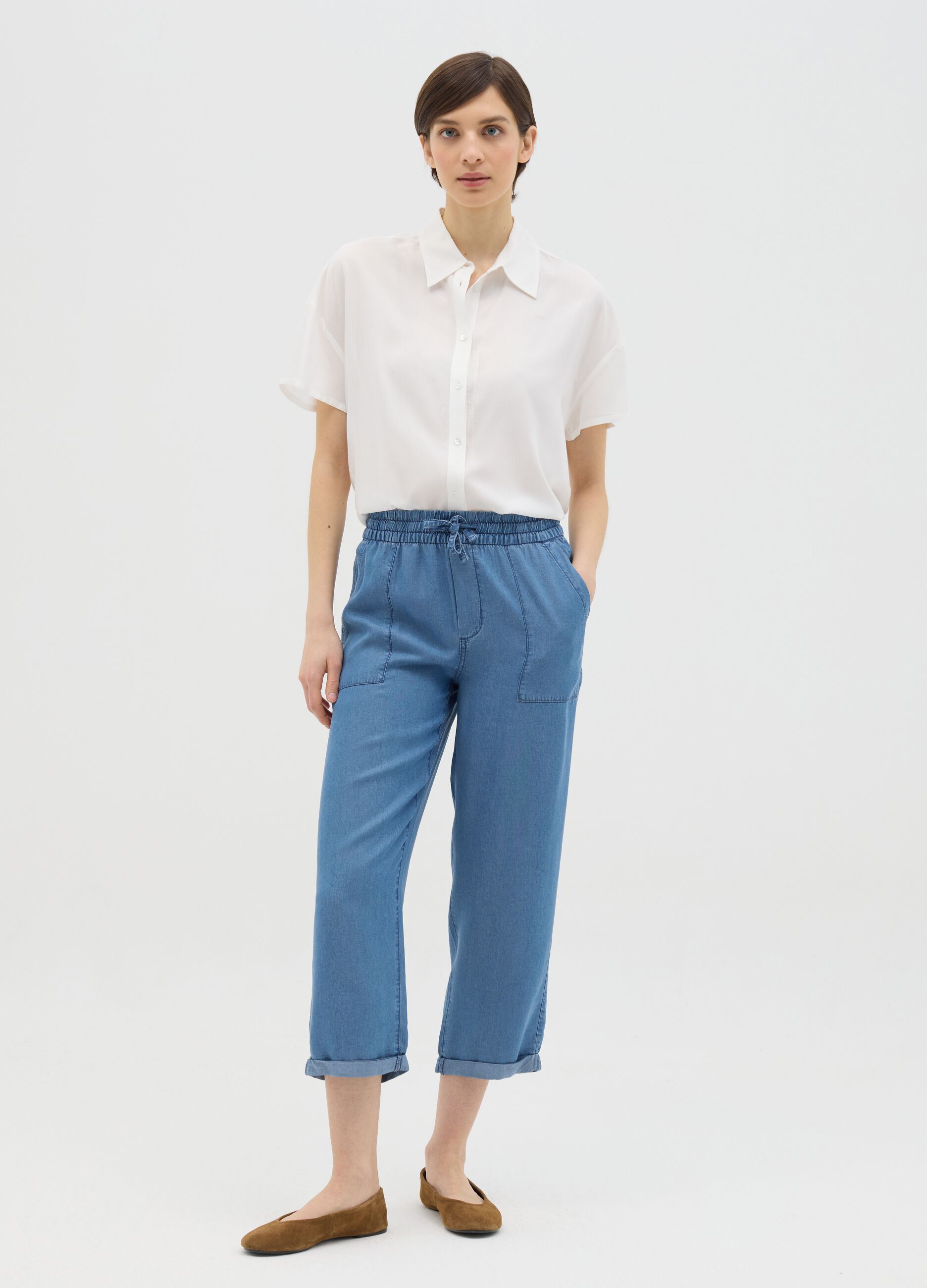 Blue relaxed-fit trousers in Lyocell