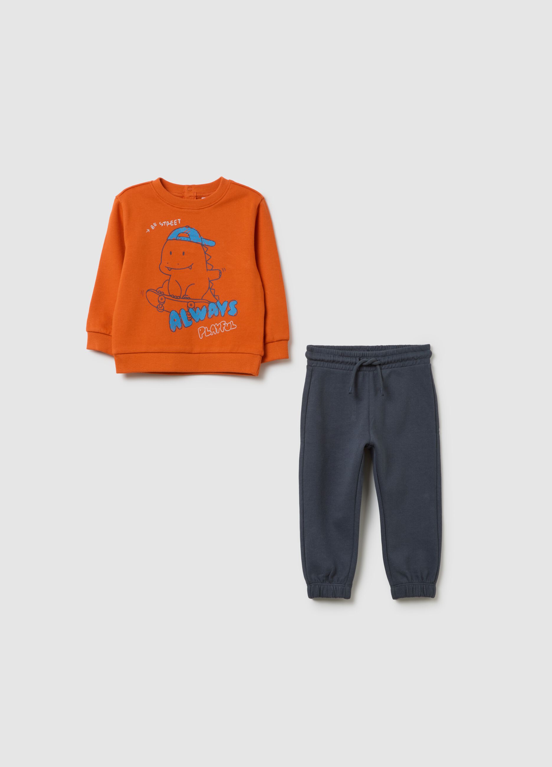 Child's orange pure cotton sweatshirt and trousers set