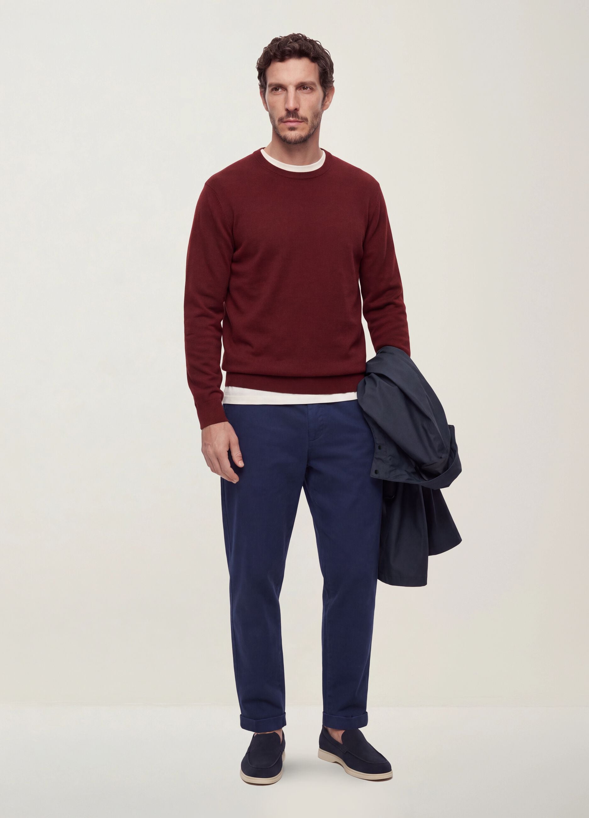 Pantaloni chino blu in puro cotone carrot fit