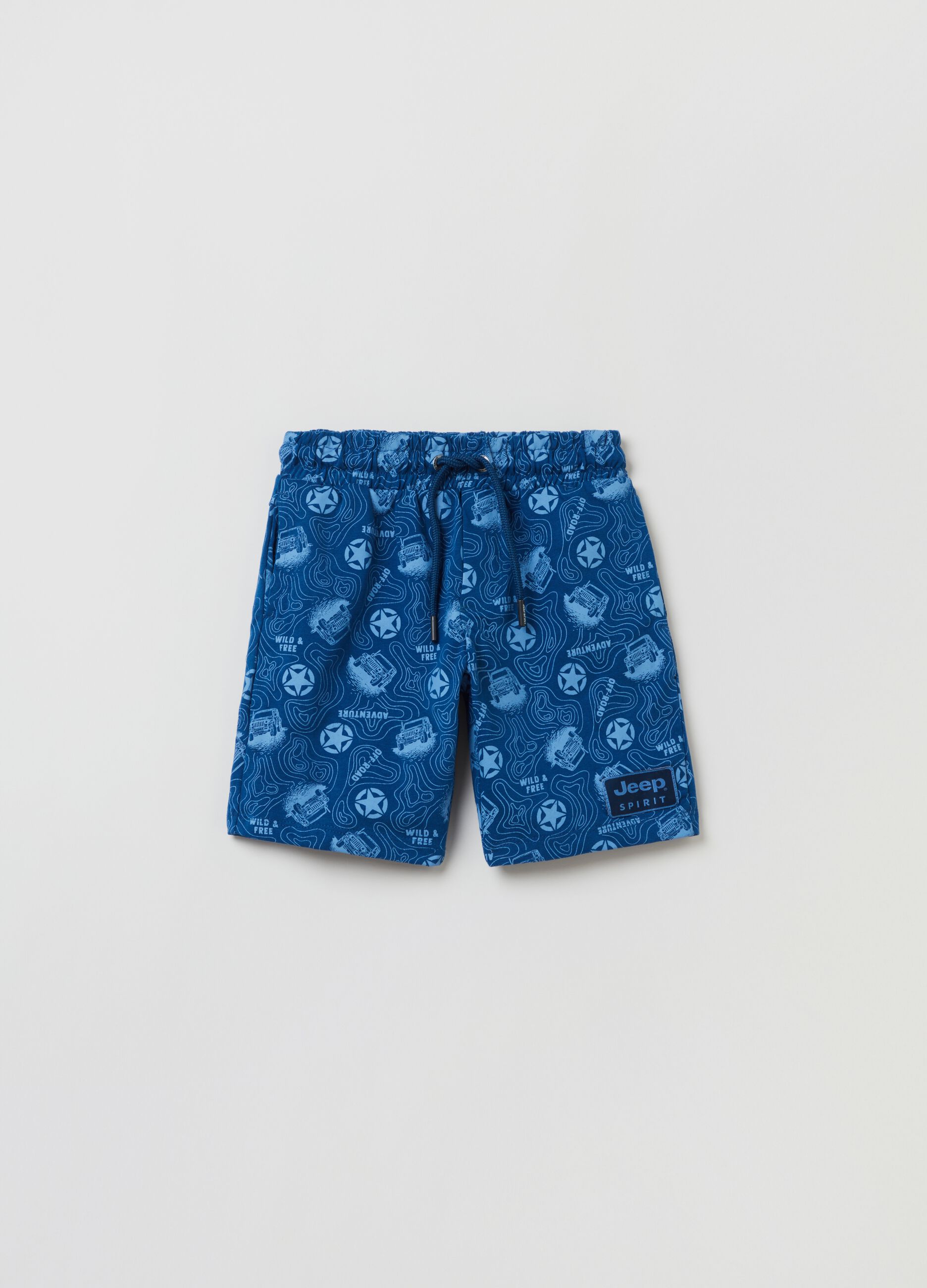 Shorts in cotone con stampa Jeep all-over_0