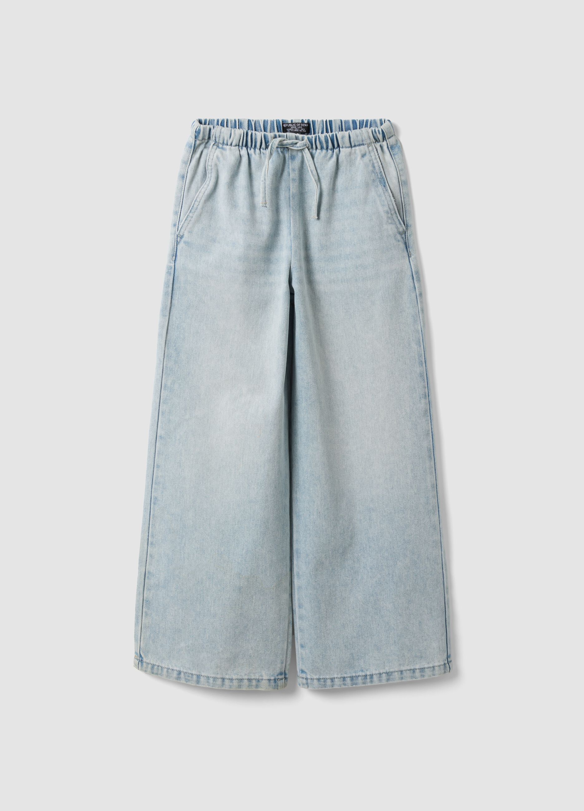Jeans azzurri wide leg in misto cotone e viscosa per ragazza