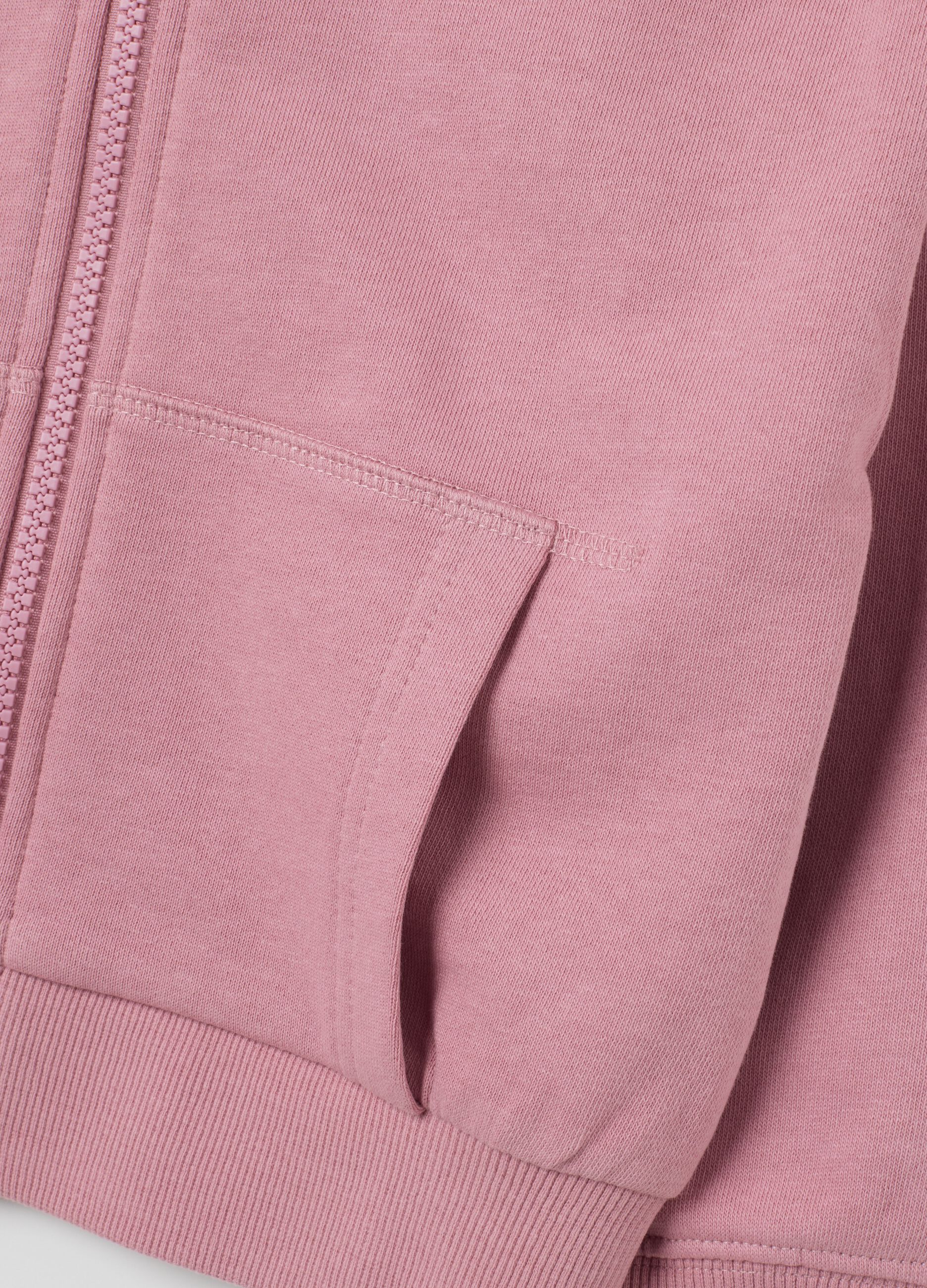Felpa da bambina in puro cotone rosa regular fit