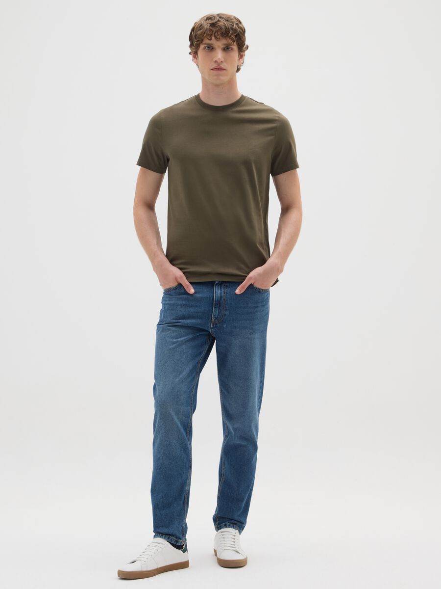 Green regular fit pure cotton T-shirt_1