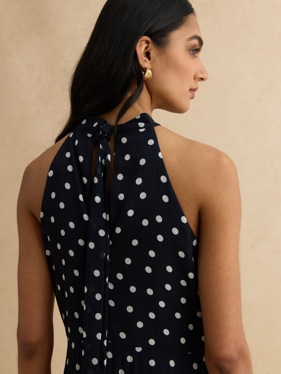 Sleeveless Multicolour Polka Dot Regular Fit Dress_3