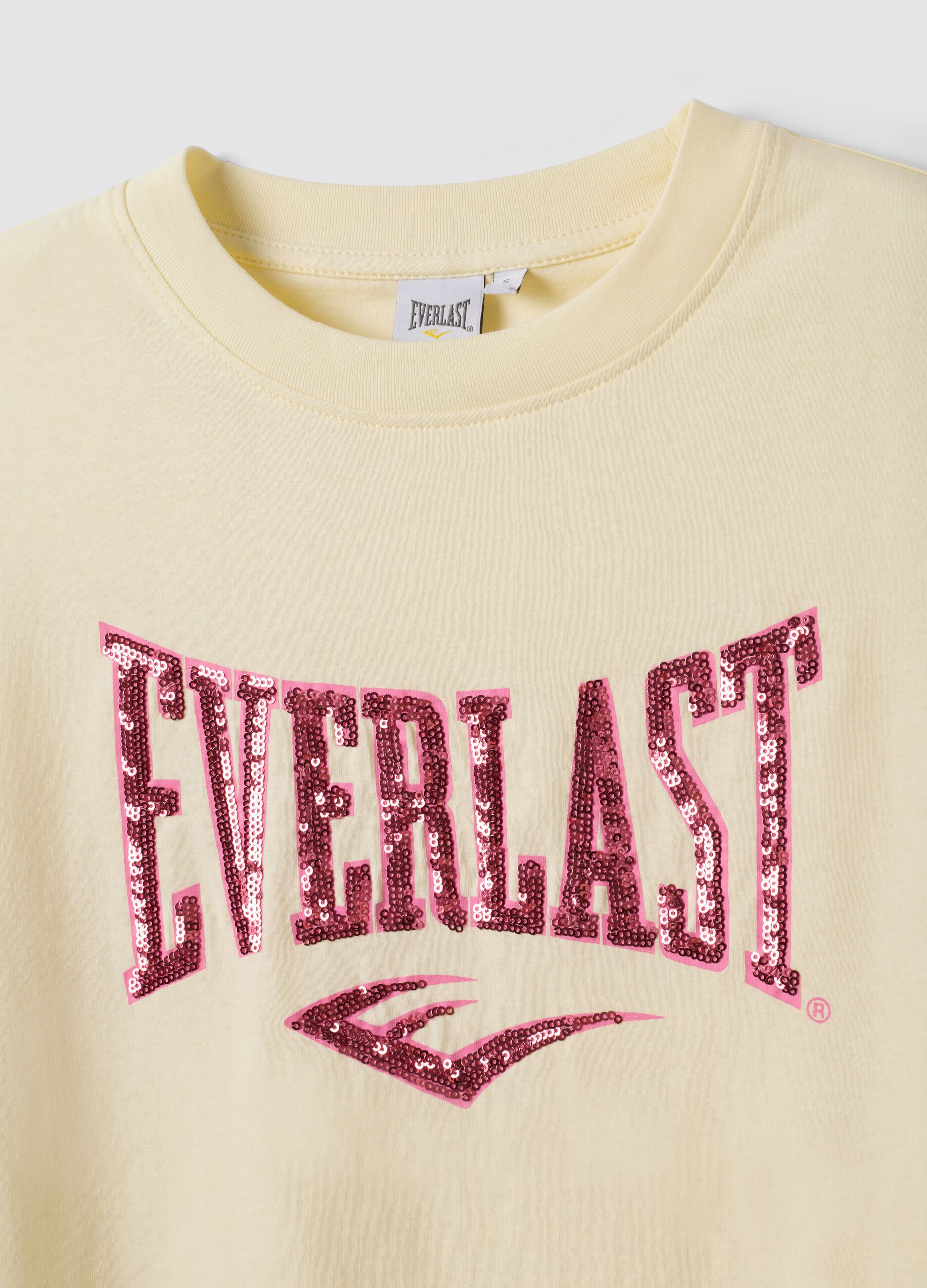 White pure cotton T-shirt with front print, regular fit