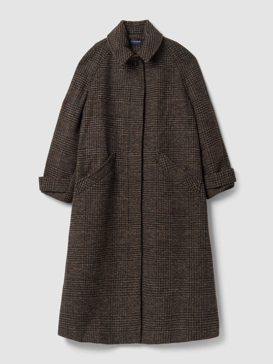 Cappotto lungo marrone e grigio in misto lana over fit_0