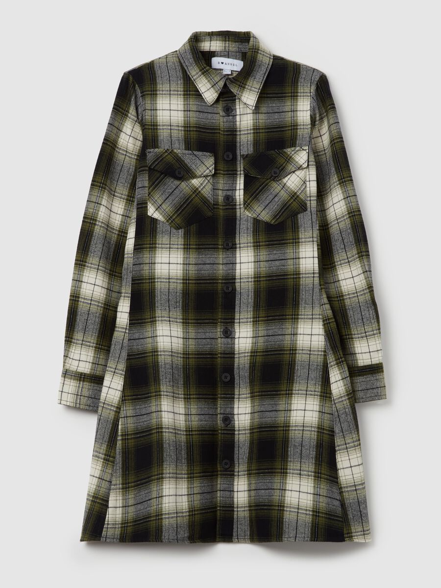 Flannel shirt dress with check pattern_4