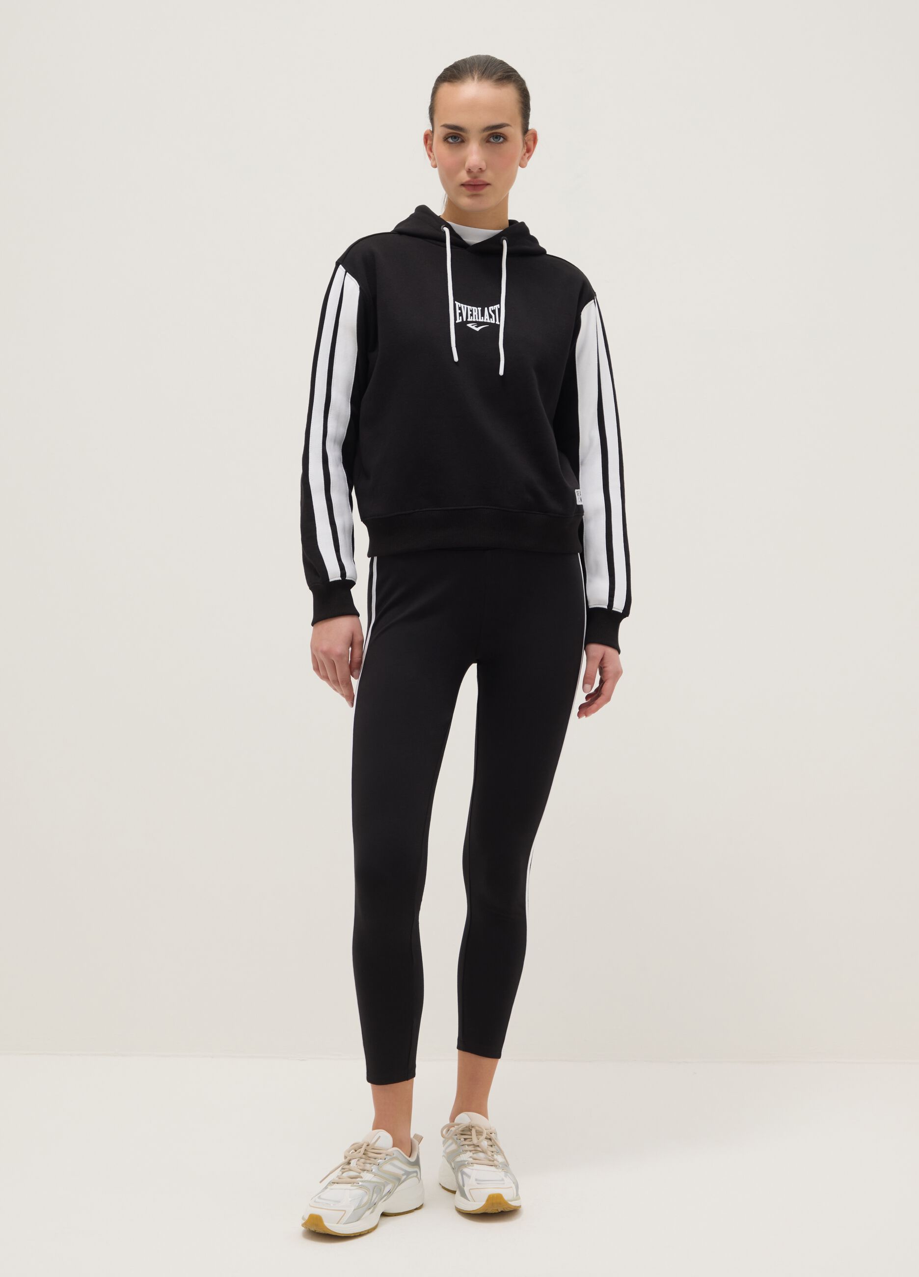 Black Slim Fit Cotton Stretch Leggings with Everlast Logo