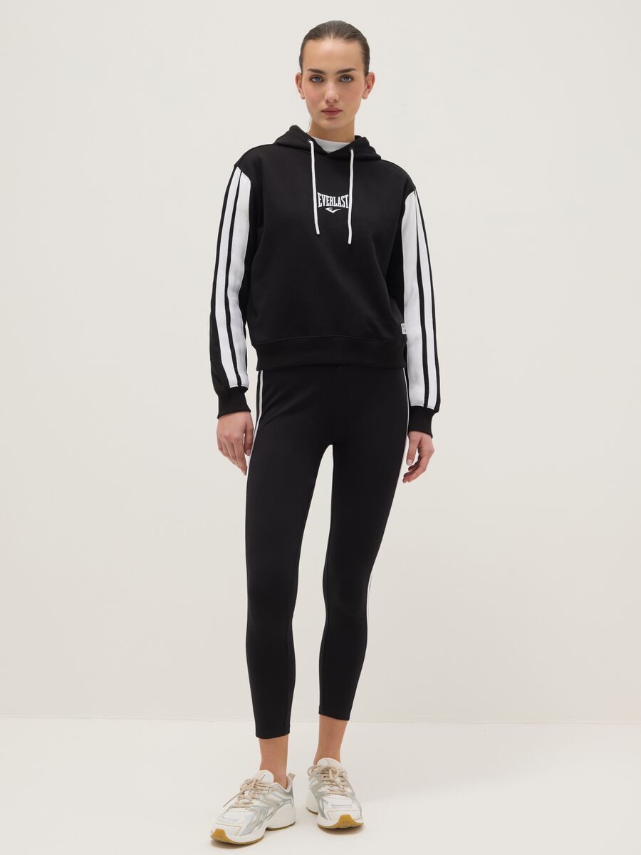 Black Slim Fit Cotton Stretch Leggings with Everlast Logo_0