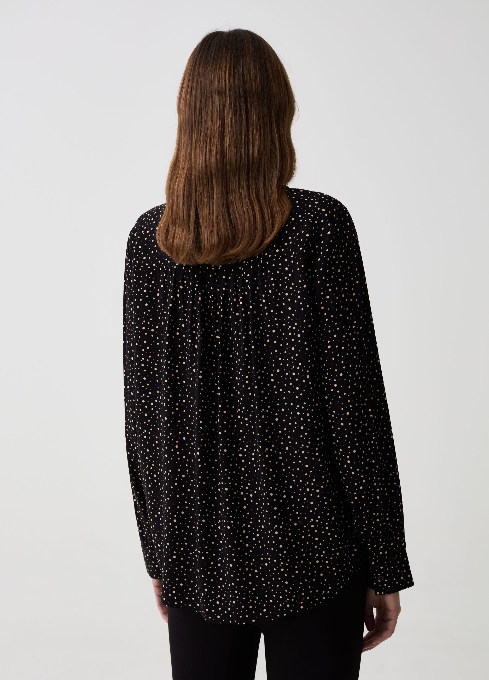 Viscose shirt with band collar