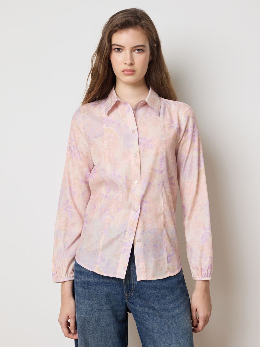 Multicolour satin floral shirt regular fit_0
