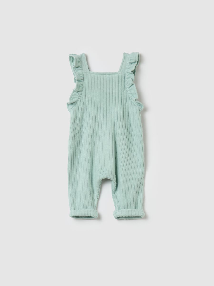 Ribbed knit dungarees with frill_0