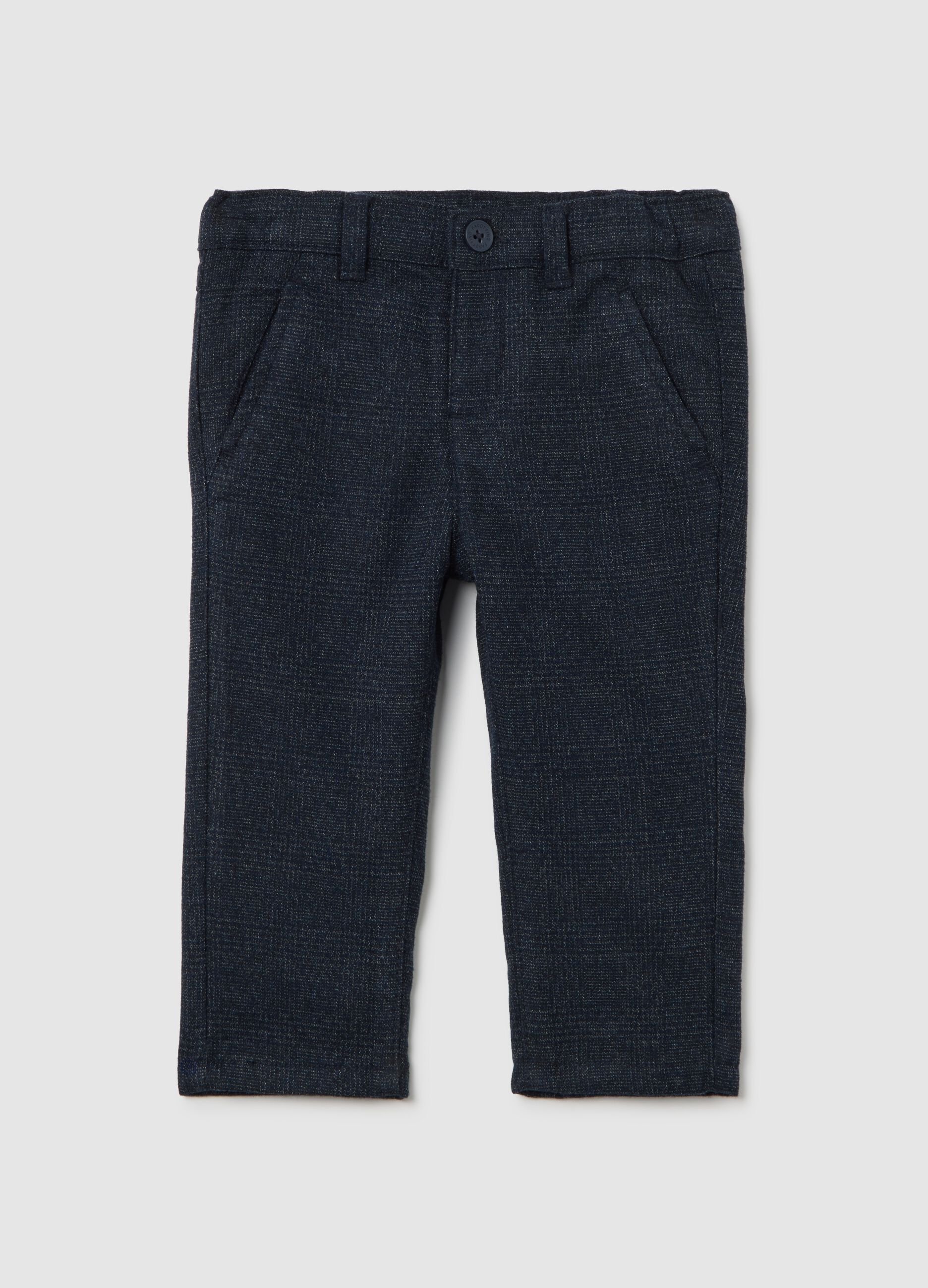 Boys' regular fit blue micro-check trousers