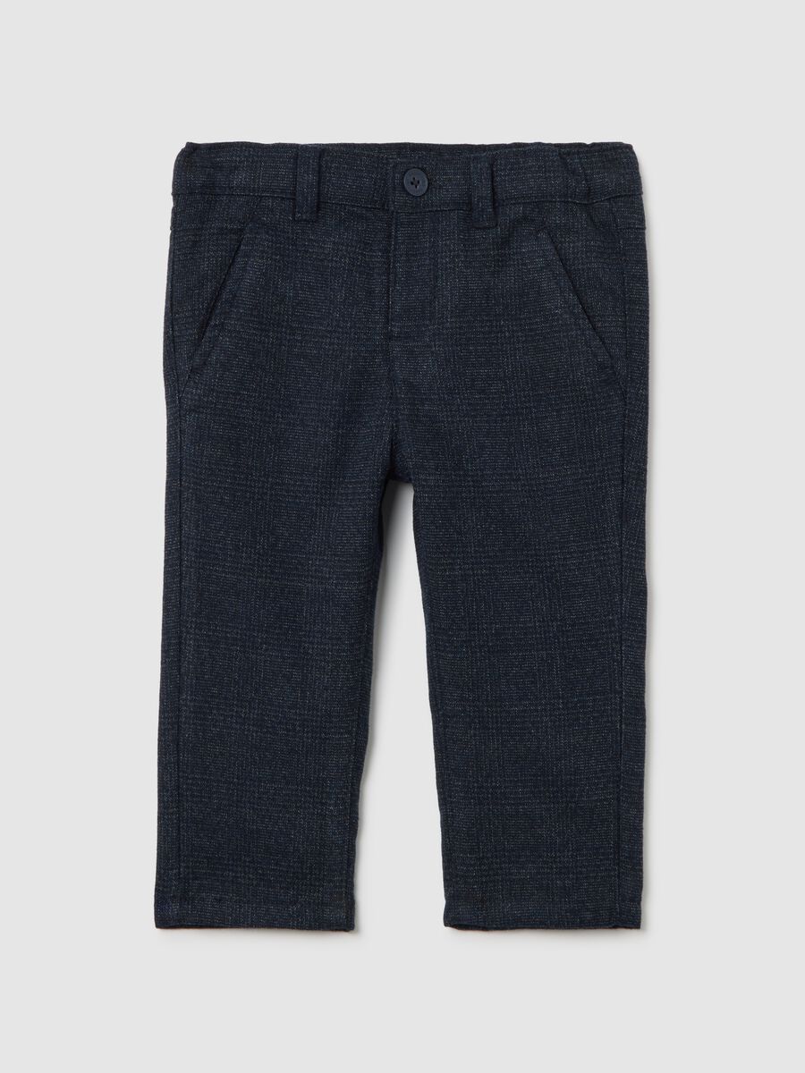 Boys' regular fit blue micro-check trousers_0