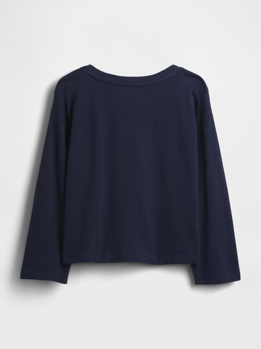 Long-sleeved blue cotton top_1