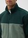 High-neck green fleece blend jumper regular fit with zip_3