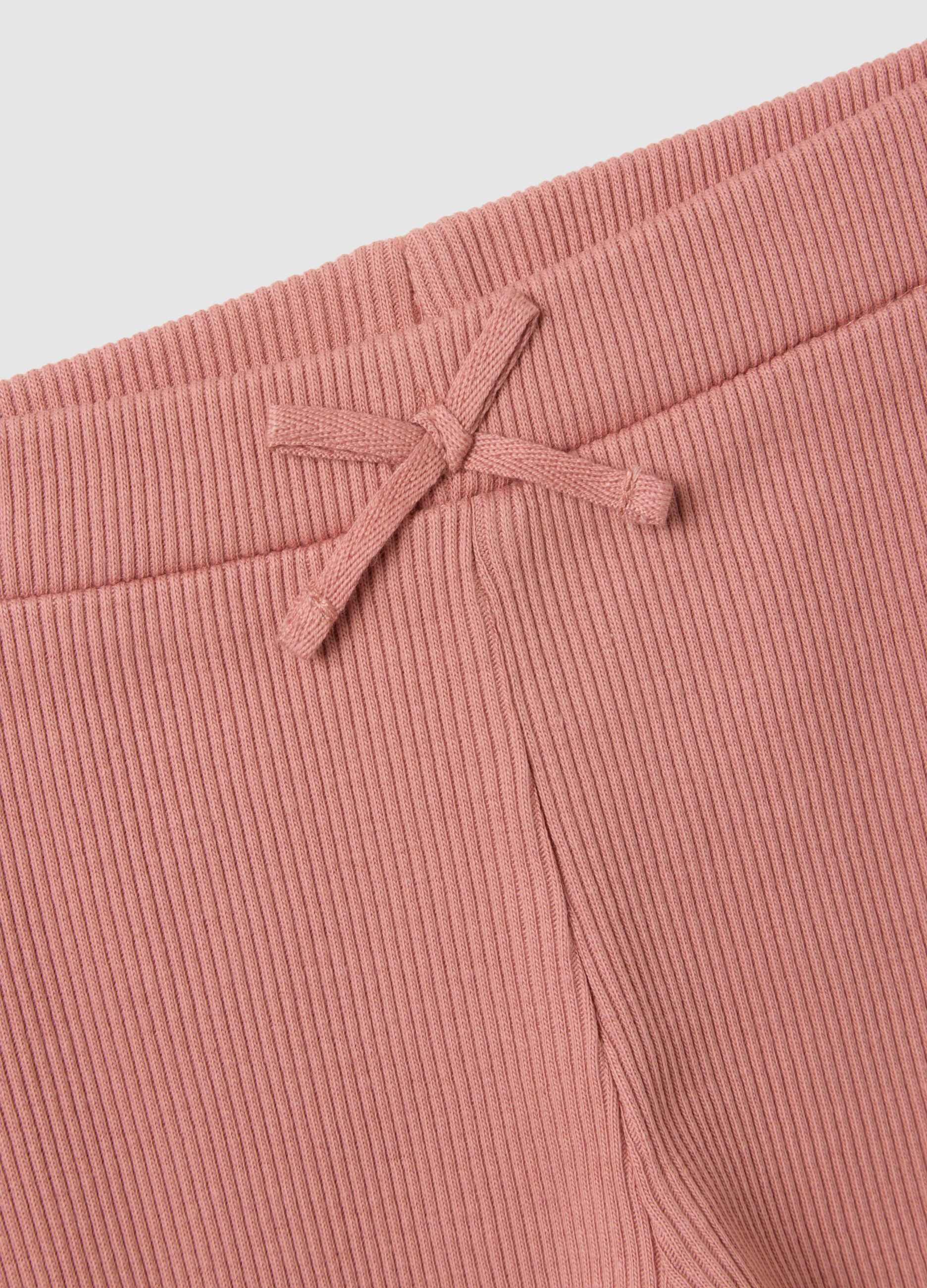 Girls' beige and pink pure cotton top and trousers set