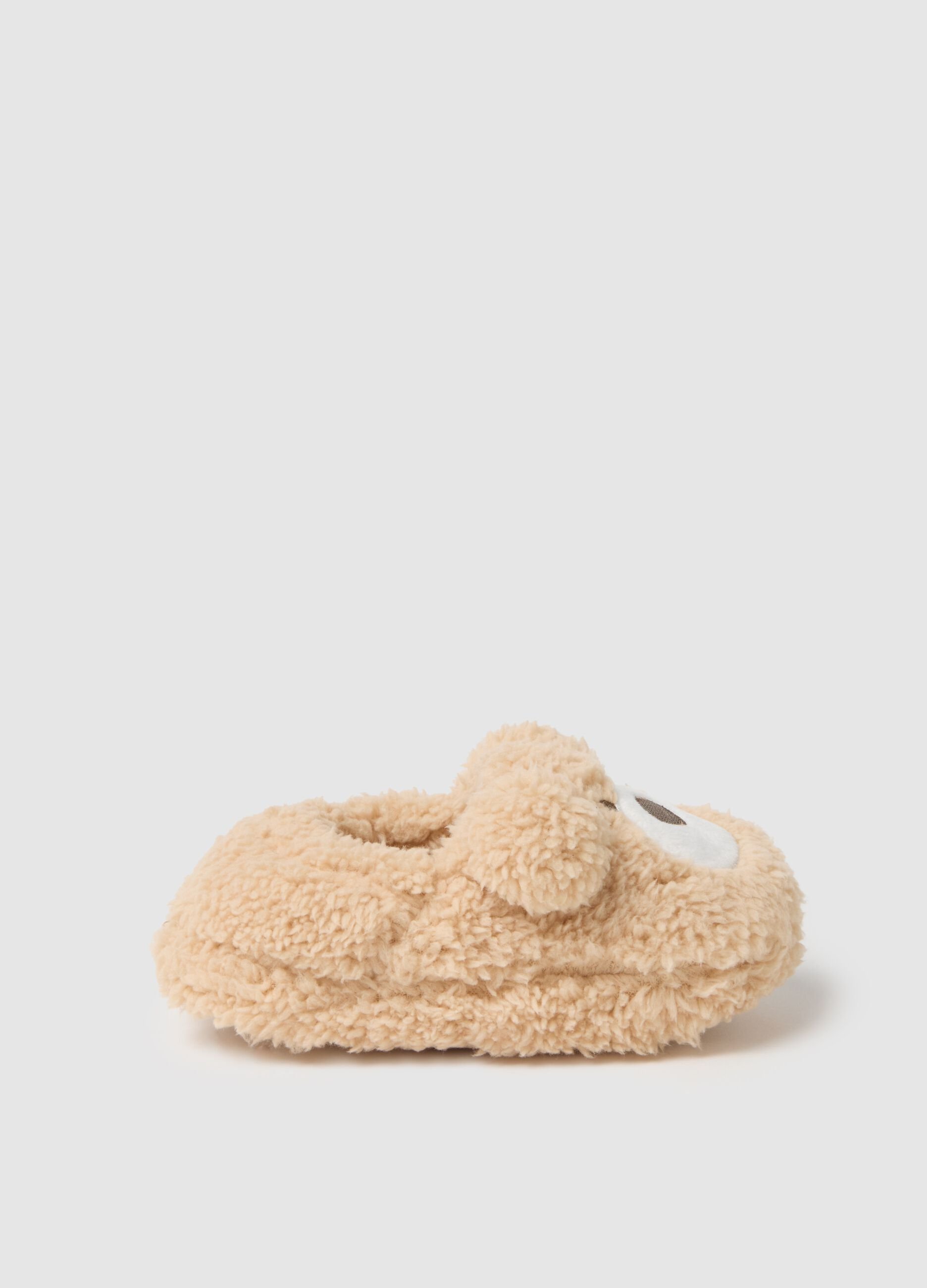 Ciabatte beige in pelliccia sintetica per bambina