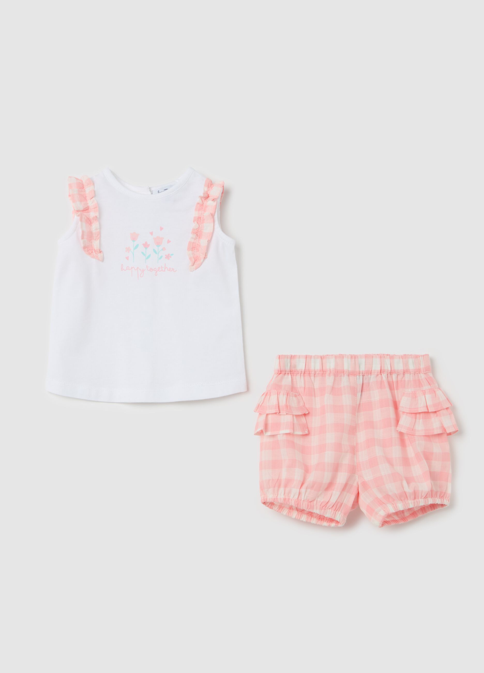 Cotton set with check print