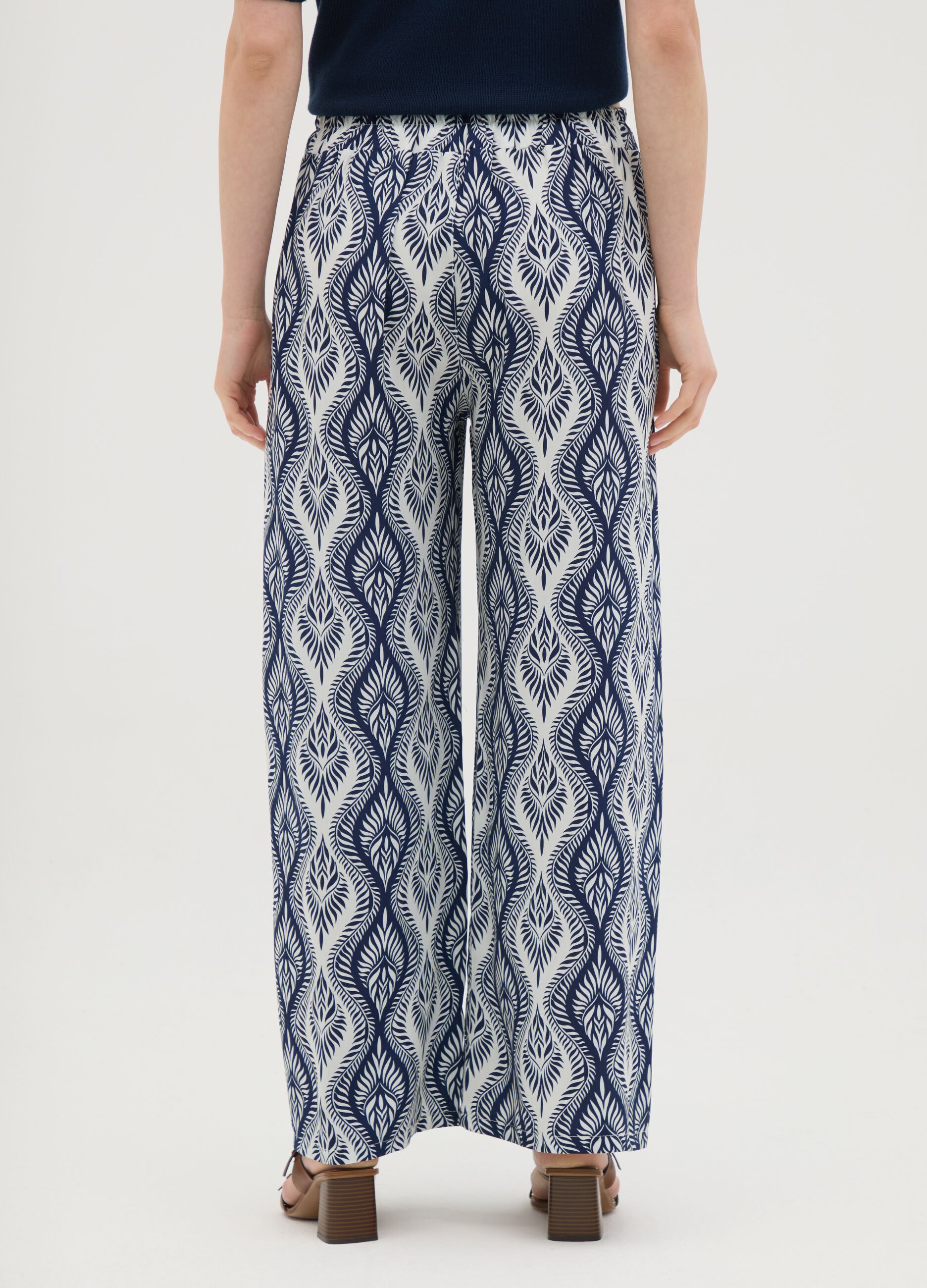 Women's Palazzo Trousers in Multicolour Viscose - Regular Fit