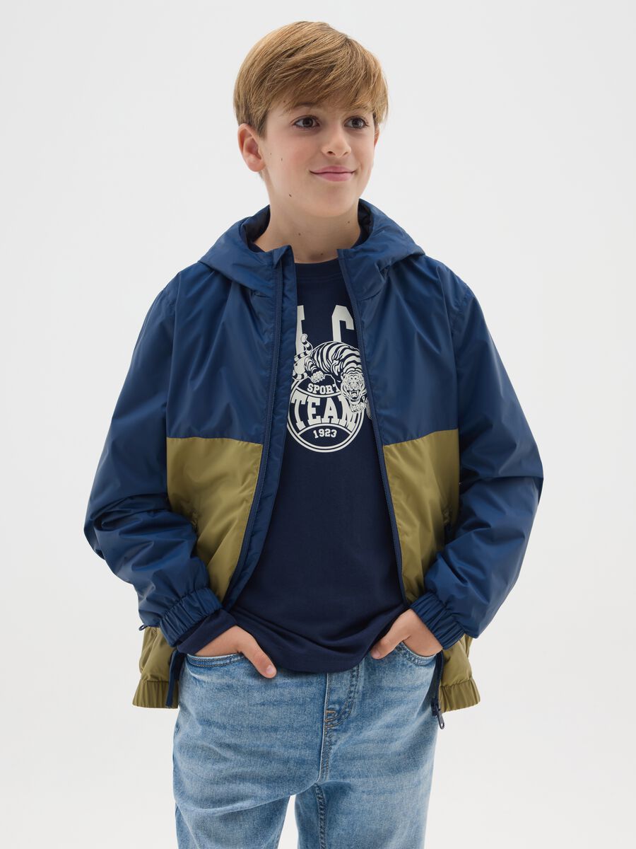 Multicolour fabric boy's jacket with hood_0