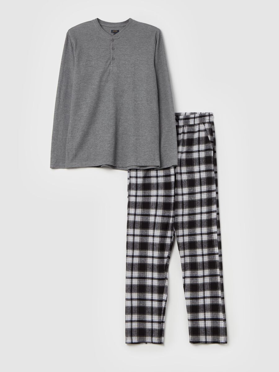 Full-length pyjamas with granddad neckline top_4