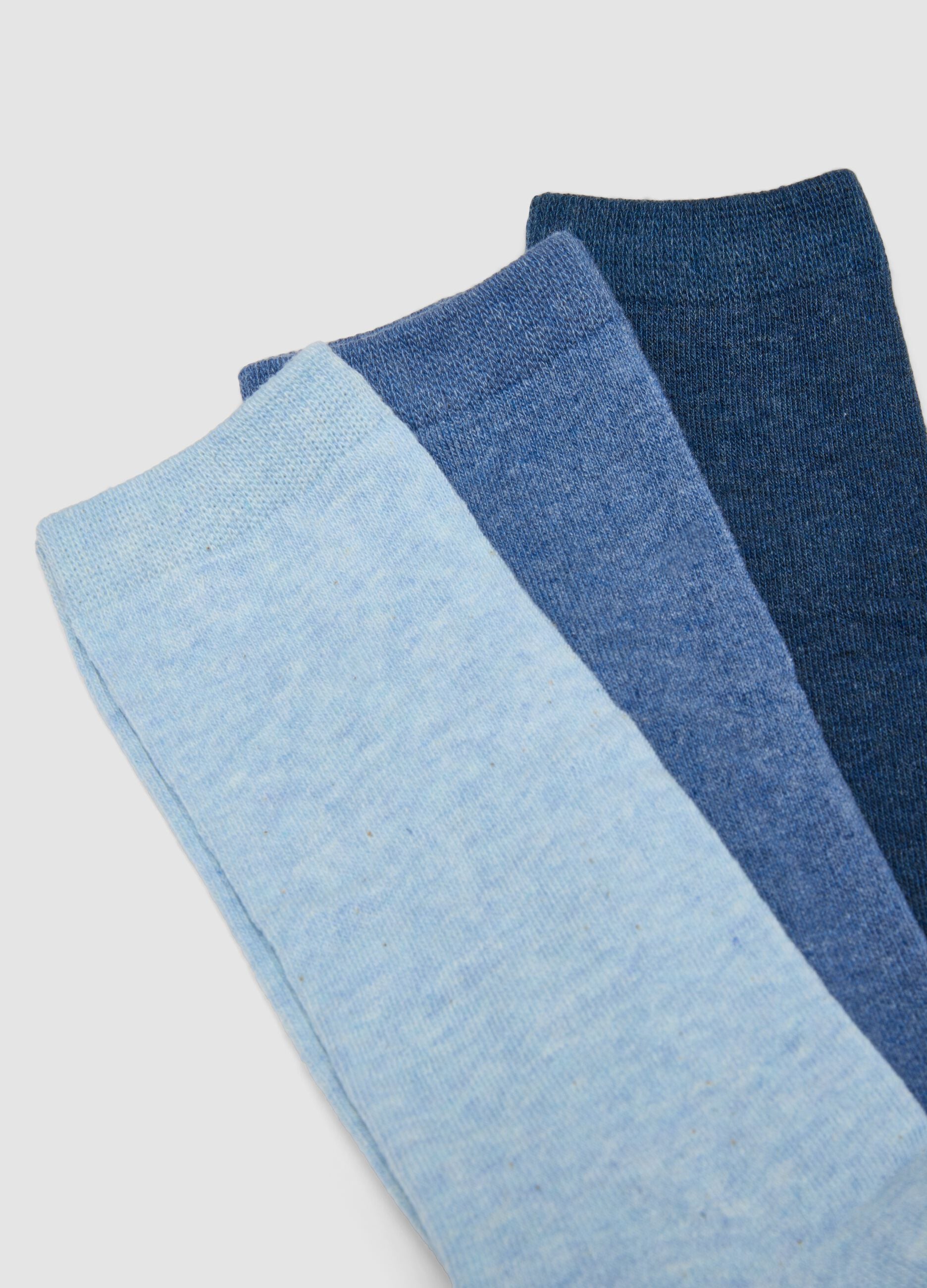 Pack of 5 long blue socks in stretch organic cotton