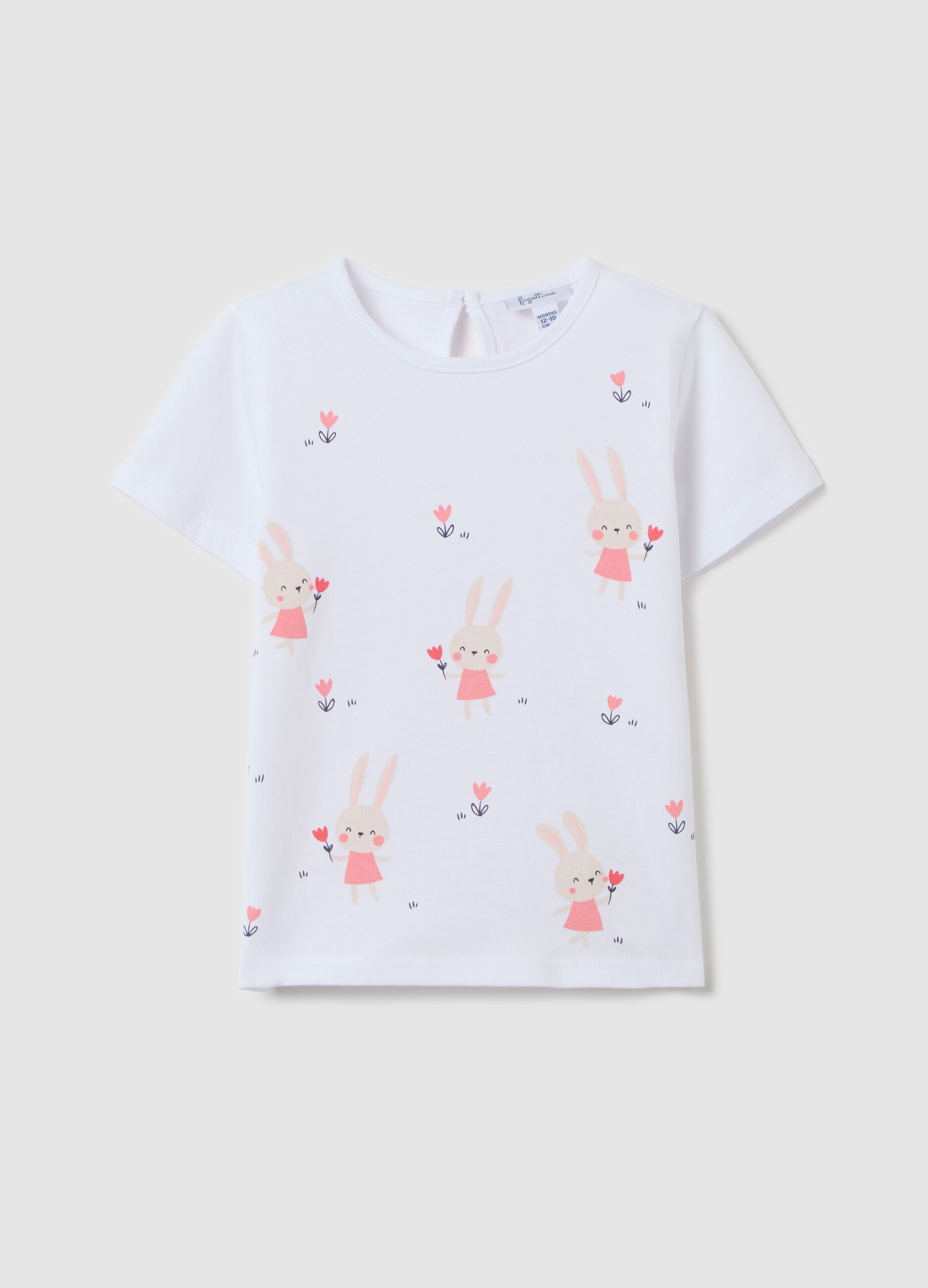 Cotton T-shirt with rabbits print