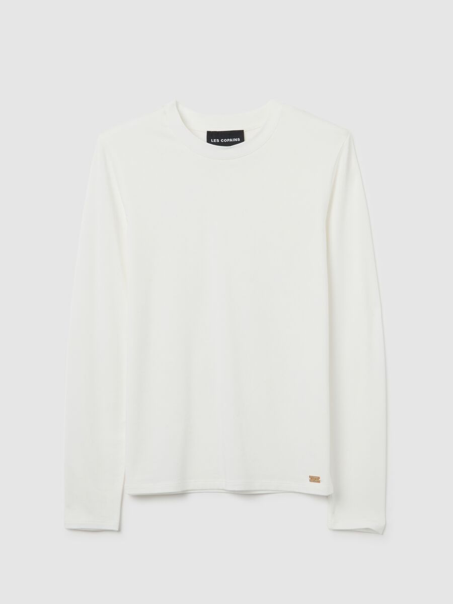 White cotton blend regular fit t-shirt_4
