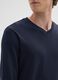 Blue long-sleeved cotton shirt_3