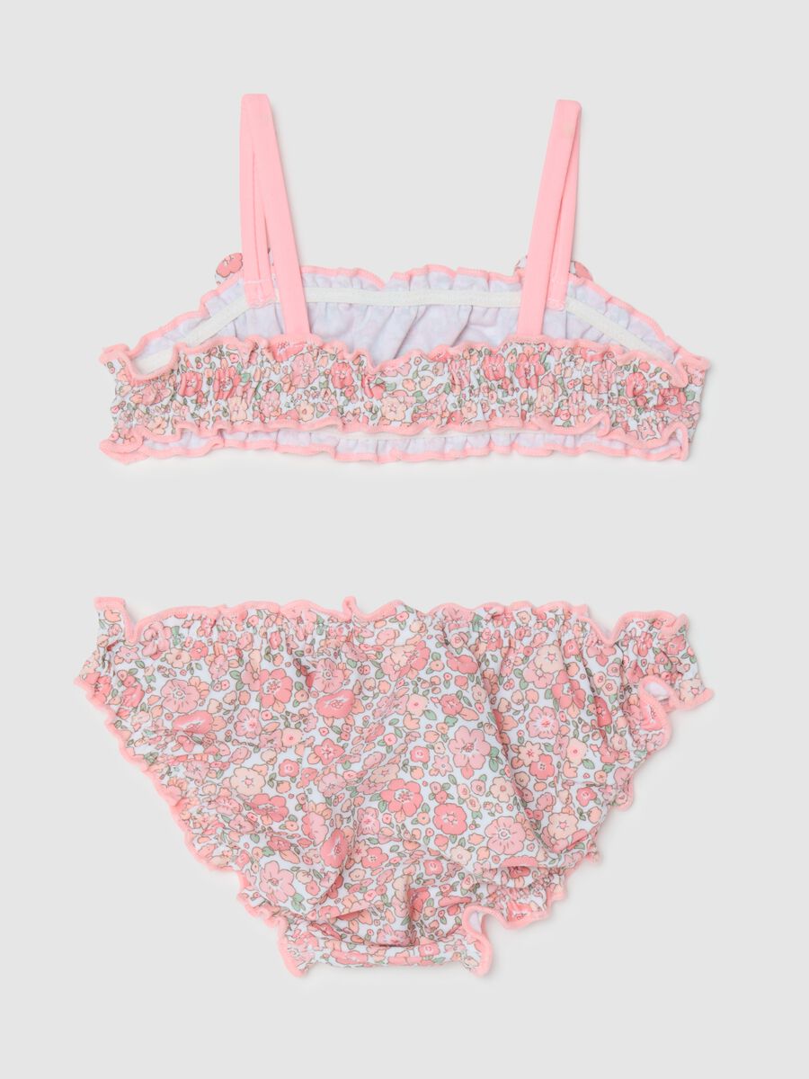 Girls' multicolour bikini swimsuit with ruched edges in stretchy blend_1
