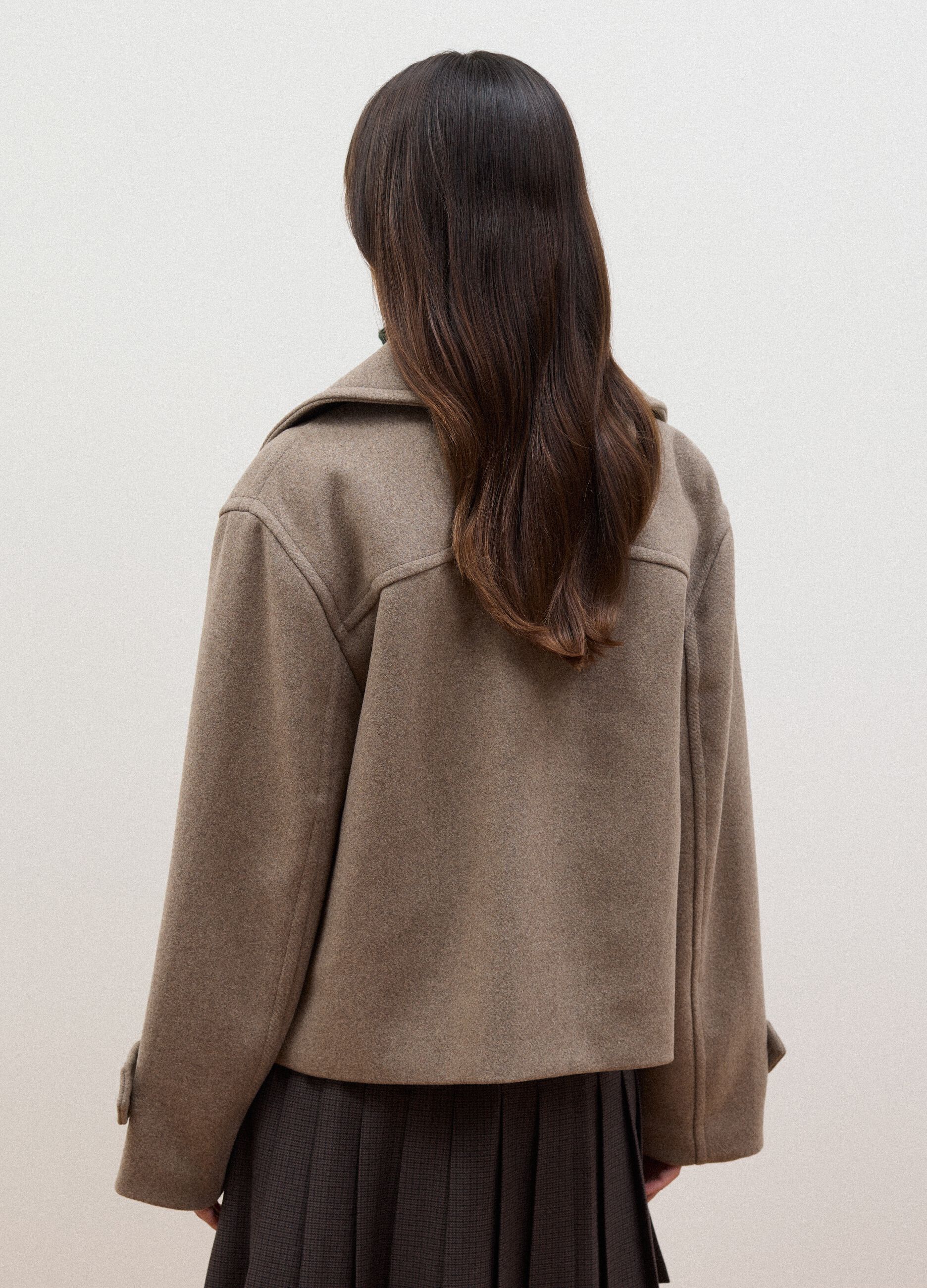 Brown wool and viscose blend coat