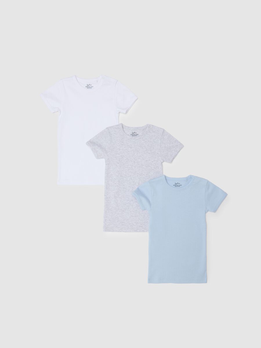 Tripack di t-shirt da neonato in puro cotone multicolor regular fit_0