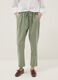Green linen-cotton blend trousers with elasticated waist_1