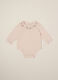 Pink stretch cotton bodysuit with embroidery_0