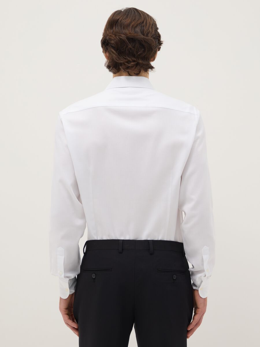 Slim fit long sleeve white shirt in pure cotton_2