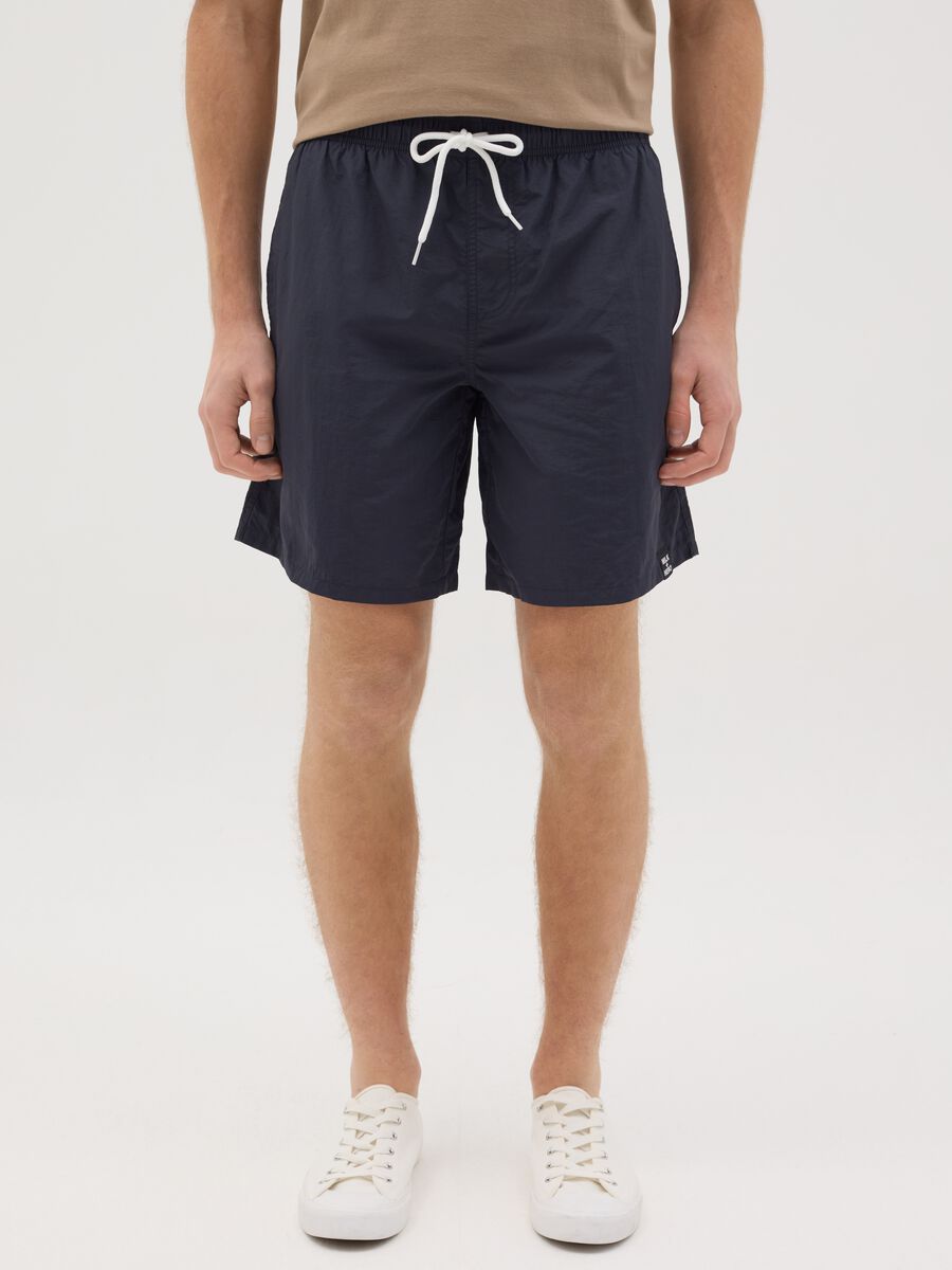 Boxer da uomo in blu regular fit con elastico e coulisse_1