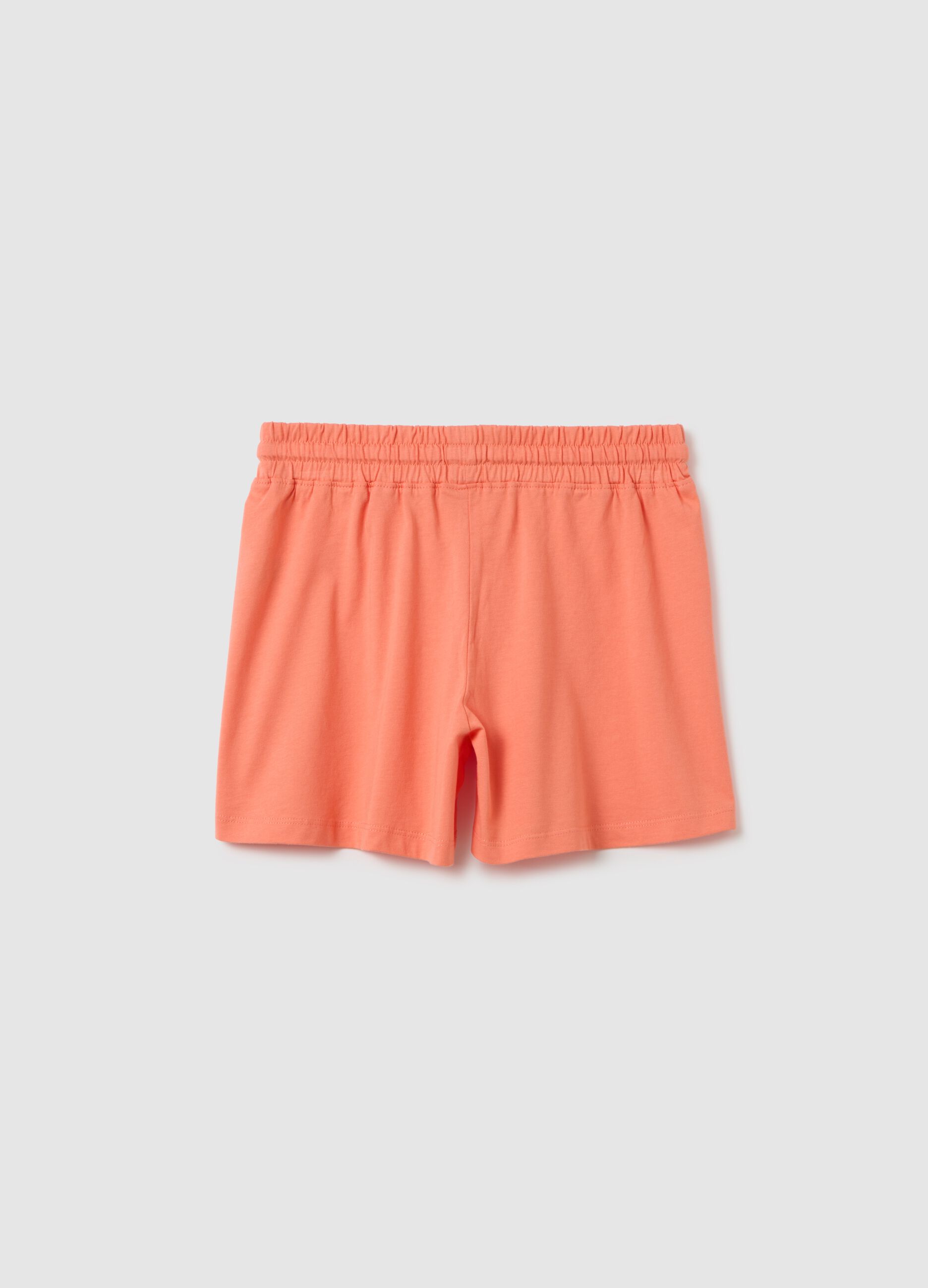 Girls' orange pure cotton shorts, regular fit