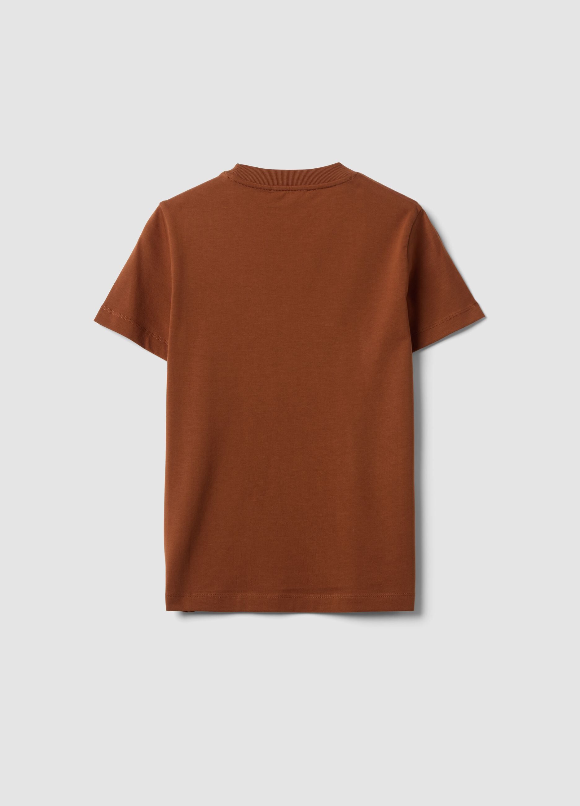Brown Supima cotton crew-neck T-shirt, regular fit