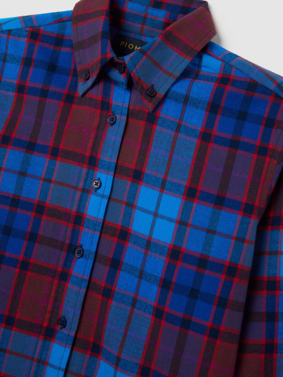 Camicia a quadri multicolor in puro cotone e flanella_5